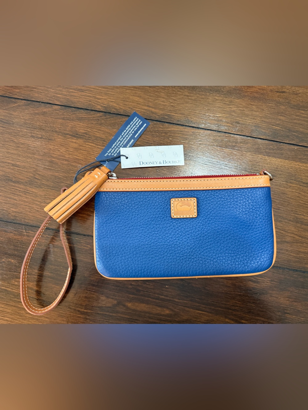 Dooney & Bourke Blue Pebble Grain Slim Wristlet NWT